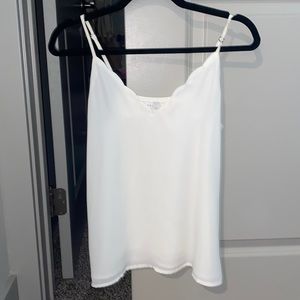 Scalloped White Tank Top